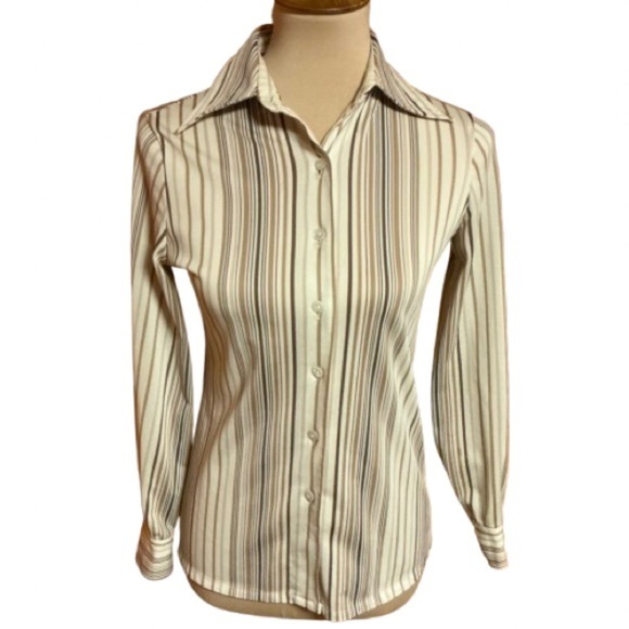 Vtg 70s striped big collar shirt - Picture 1 of 10